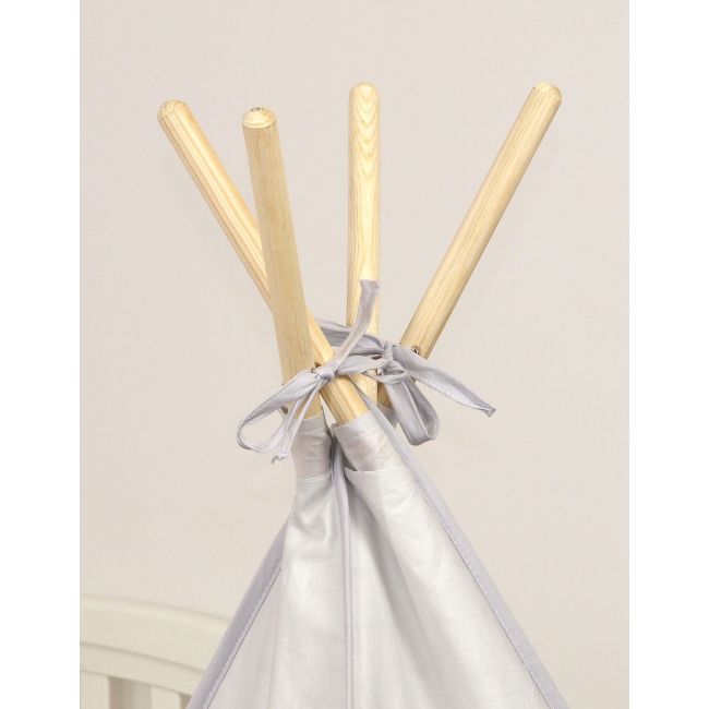Cort De Joaca Stars Reversibil, Cu Saltea Impermeabila Inclusa, Indian Teepee Din Bumbac, Alb Gri Pjb63050