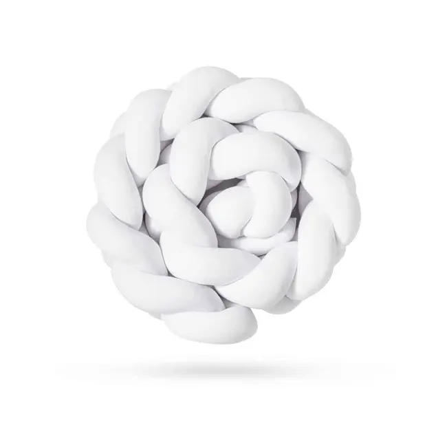 Aparatoare Laterala Pat Bumper Impletit, Cu Inchidere Velcro, Bumbac, Alb, 180x21 Cm Pjb65769