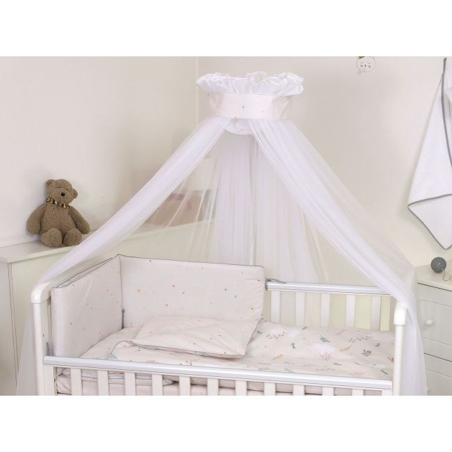 Amy - Lenjerie 3 Piese Cu Protectie Laterala Airy Din Bumbac,120x60 Cm, Bej Pjb80378