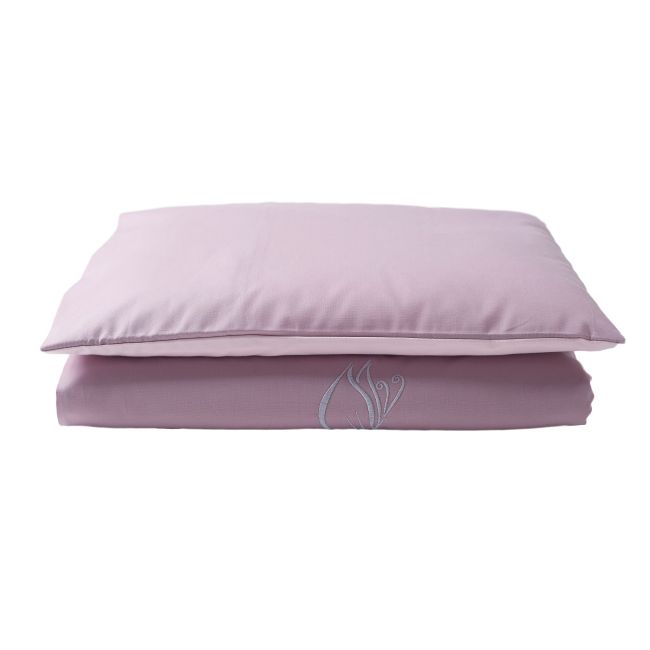 Amy - Lenjerie 3 Piese Cu Protectie Laterala Fluturasi Din Bumbac, 120x60 Cm, Rose Pjb81216