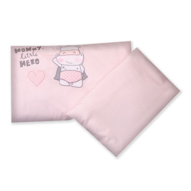 Amy - Lenjerie 3 Piese Cu Protectie Laterala Little Hero Din Bumbac, 120x60 Cm, Roz Pjb80437