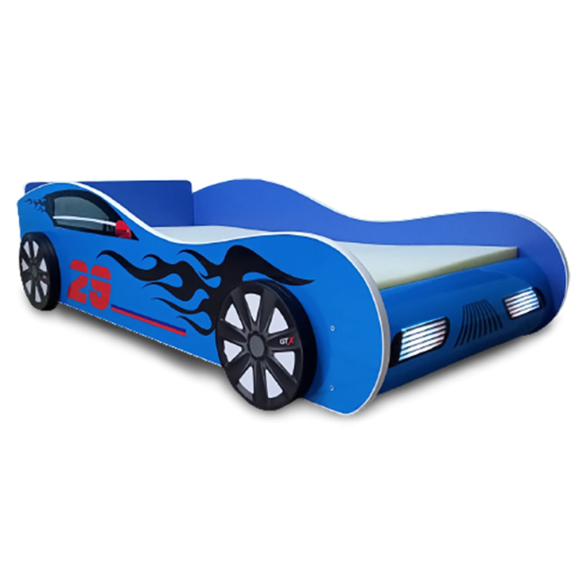 Pat Tip Masina Blue Car 2-12 Ani Cu Saltea Inclusa 160x80, Varianta Fara Lumini Ptv2578