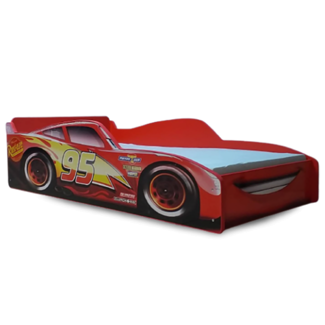 Pat Copii 2-16 Ani Model Cu Fulger Mcqueen,  Saltea 180x80x8 cm Inclusa  CMG2457