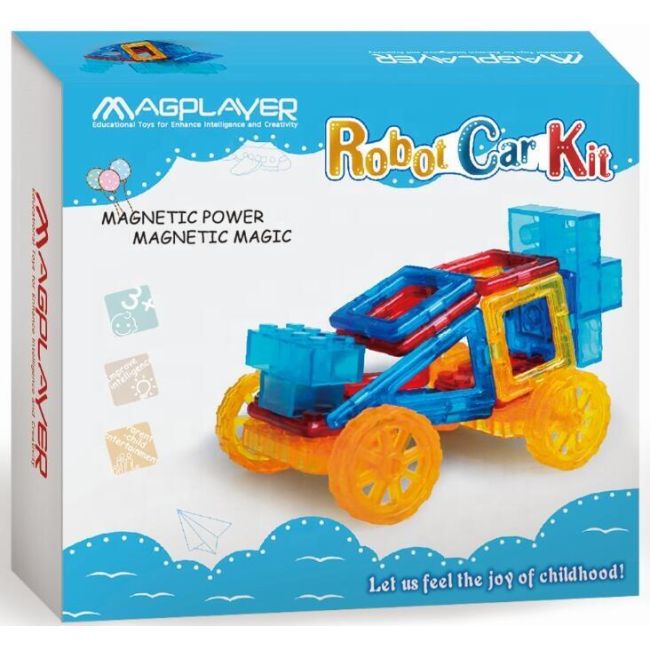 Joc de constructie magnetic - masinuta si robotel