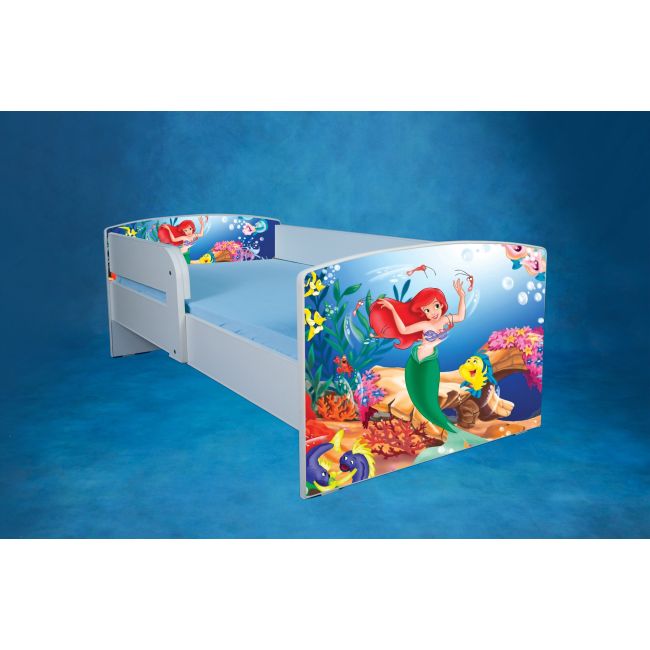 Pat Cu Mica Sirena Pentru Fetite 2-12 Ani,  Cu Saltea SafeNest 160x80 Inclusa, Fara Sertar Ptv2678