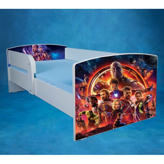 Pat Baieti Cu Eroi Din Avengers Cu Saltea SafeNest 140x70 Inclusa, Varianta Fara Sertar Ptv1692