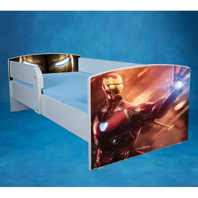 Pat Baieti Iron Man Cu Saltea SafeNest 160x80cm , Fara Sertar Ptv1714