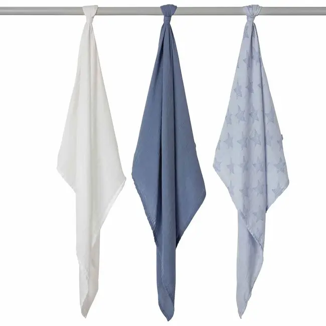 Set 3 paturici de muselina albastru Clevamama 3540 SUPclvm_3540
