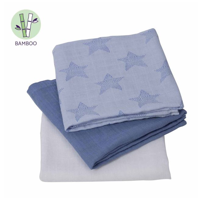 Set 3 paturici de muselina albastru Clevamama 3540 SUPclvm_3540