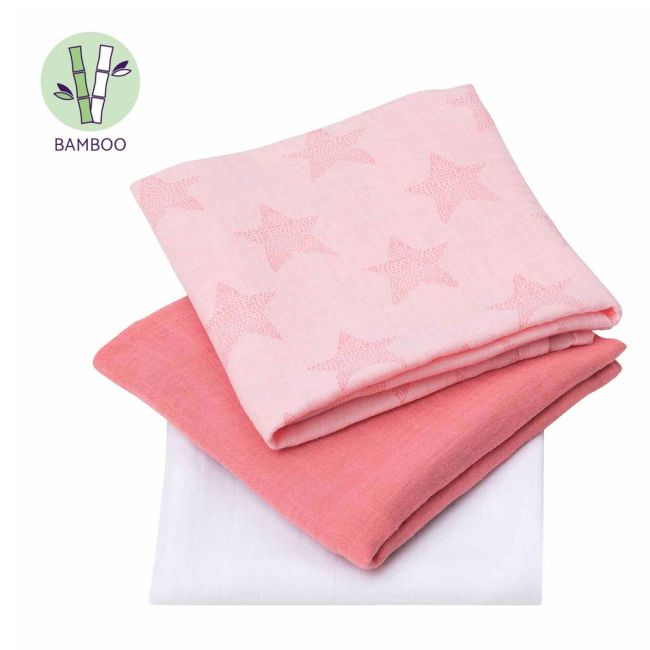 Set 3 paturici de muselina roz Clevamama 3539 SUPclvm_3539