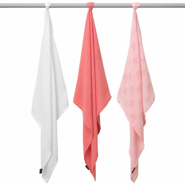 Set 3 paturici de muselina roz Clevamama 3539 SUPclvm_3539