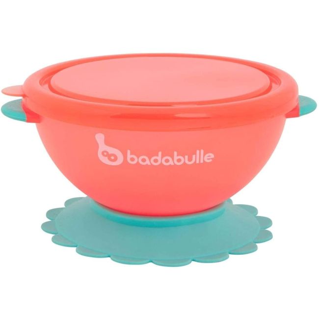 Badabulle - Set 3 boluri colorate pentru mancare, cu suport inclus BBBB005104