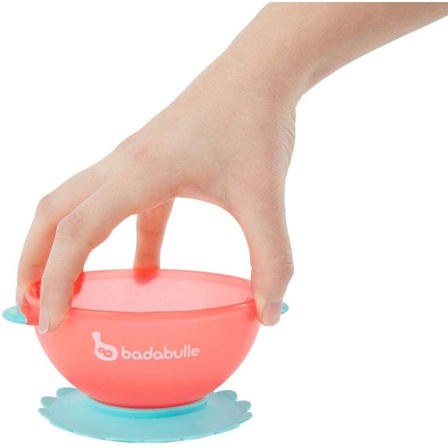 Badabulle - Set 3 boluri colorate pentru mancare, cu suport inclus BBBB005104