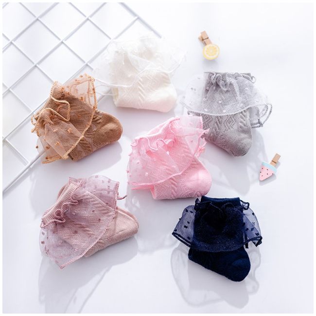 Sosetele cu model din tesatura si volanas din tulle MDSKK153