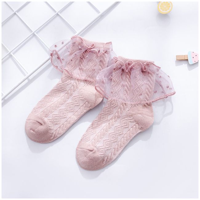 Sosetele cu model din tesatura si volanas din tulle MDSKK153