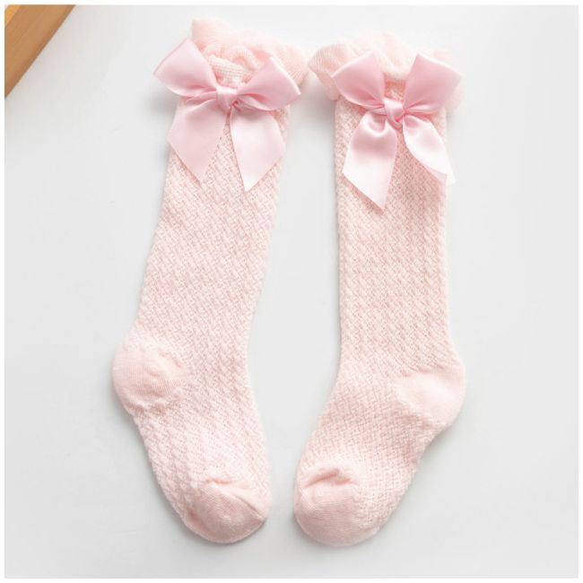 Sosete trei sferturi cu fundita si model din tesatura MBSKK128-C11