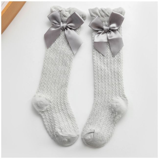 Sosete trei sferturi cu fundita si model din tesatura MBSKK128-C11