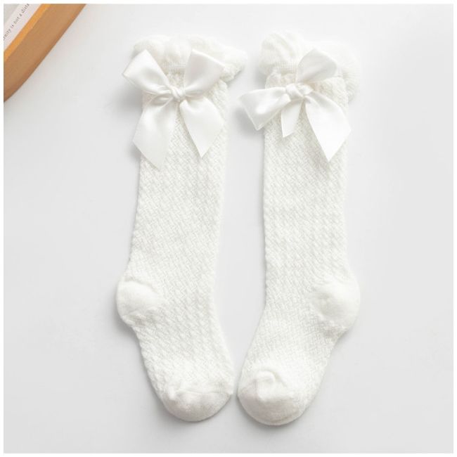 Sosete trei sferturi cu fundita si model din tesatura MBSKK128-C11