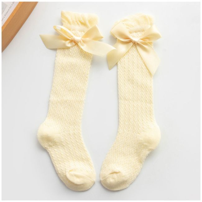 Sosete trei sferturi cu fundita si model din tesatura MBSKK128-C11