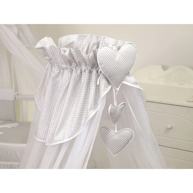 Amy - Baldachin Din Tul, Bear Heart Gri, Suport De Prindere Inclus, 600x160 Cm Pjb68953+s