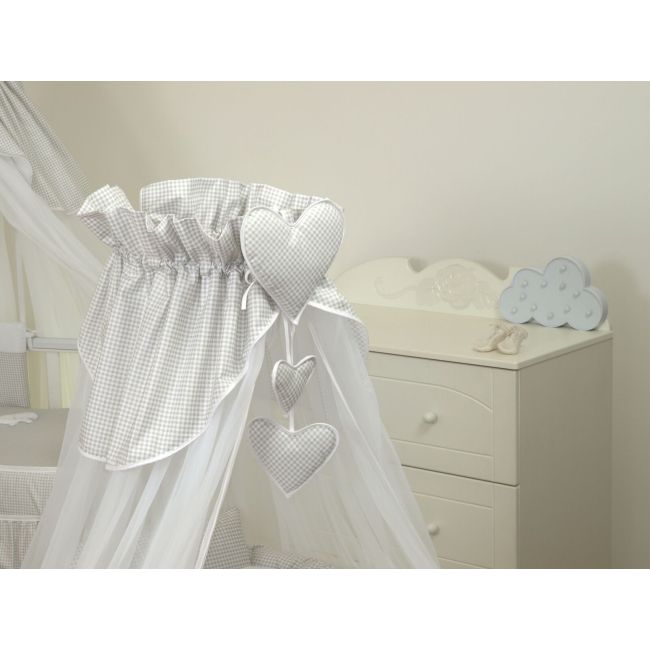 Amy - Baldachin Din Tul, Bear Heart Gri, Suport De Prindere Inclus, 600x160 Cm Pjb68953+s