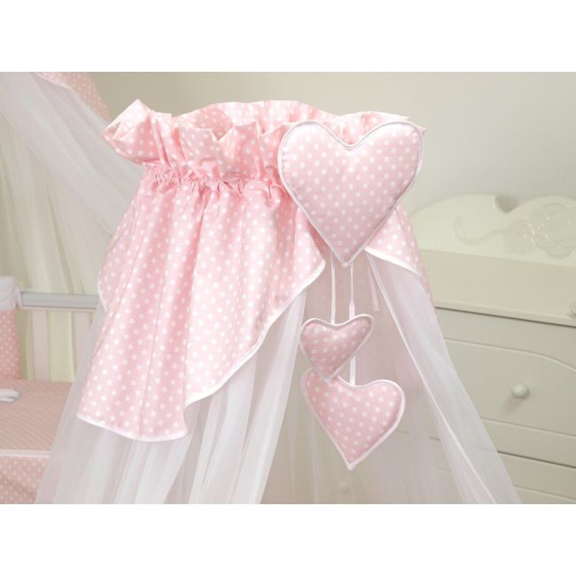 Amy - Baldachin Din Tul, Bear Heart Roz, Suport De Prindere Inclus, 600x160 Cm Pjb68909+s