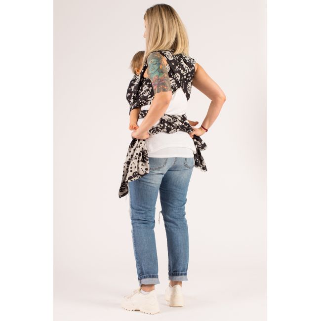 Wrap tesut isara philodendra black denim