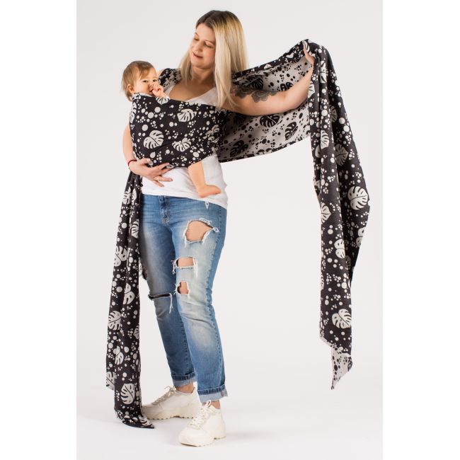Wrap tesut isara philodendra black denim