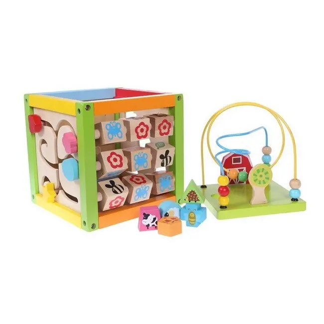 Cub educational din lemn 1004p ecotoys ede1004p