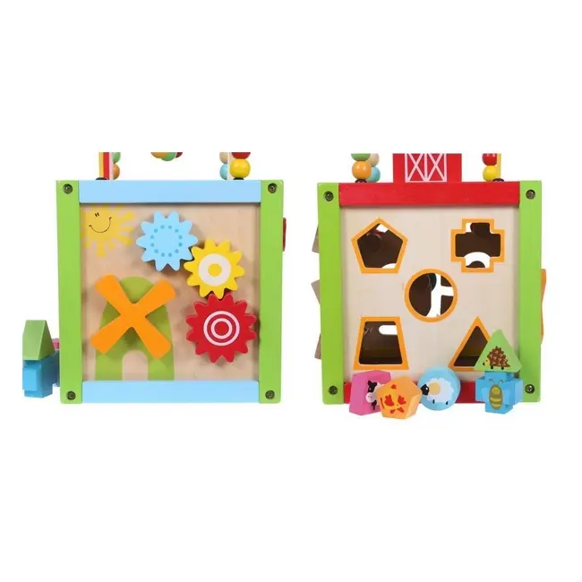 Cub educational din lemn 1004p ecotoys ede1004p