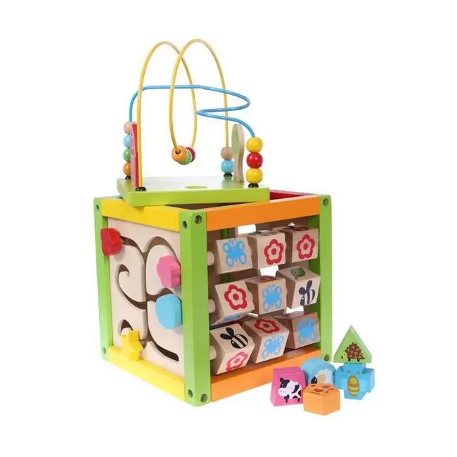 Cub educational din lemn 1004p ecotoys ede1004p