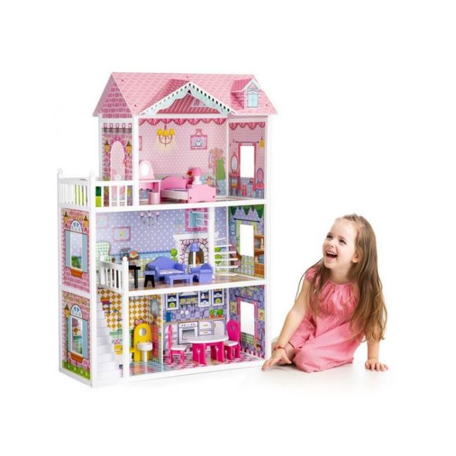 Casuta de papusi din lemn cu mobilier xxl ecotoys hm006604 edeedihm006604