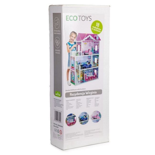 Casuta de papusi din lemn cu mobilier xxl ecotoys hm006604 edeedihm006604