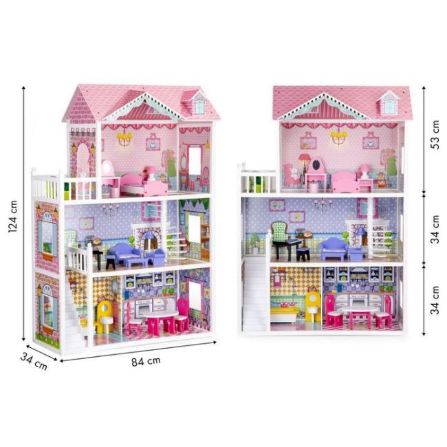Casuta de papusi din lemn cu mobilier xxl ecotoys hm006604 edeedihm006604