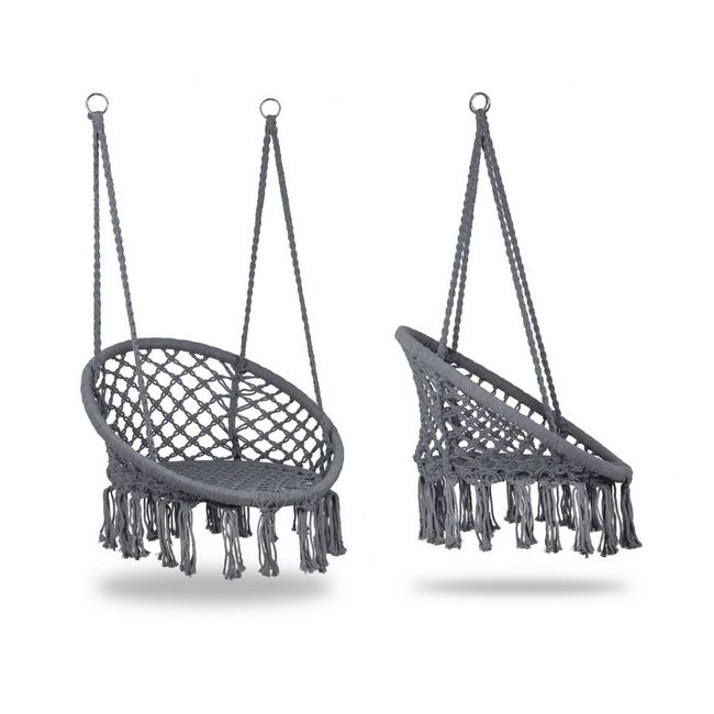 Leagan suspendat pentru interior/exterior, cu spatar, cuib de barza, gri, gw-076 edeedigw-076grey