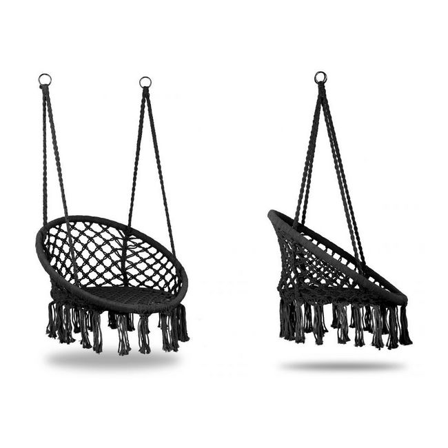 Leagan suspendat pentru interior/exterior, cu spatar, cuib de barza, negru, gw-076 edeedigw-076black