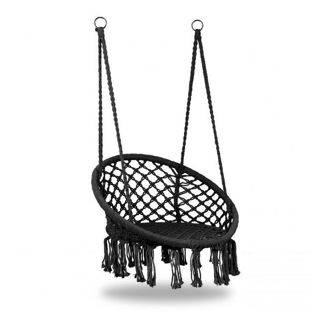 Leagan suspendat pentru interior/exterior, cu spatar, cuib de barza, negru, gw-076 edeedigw-076black