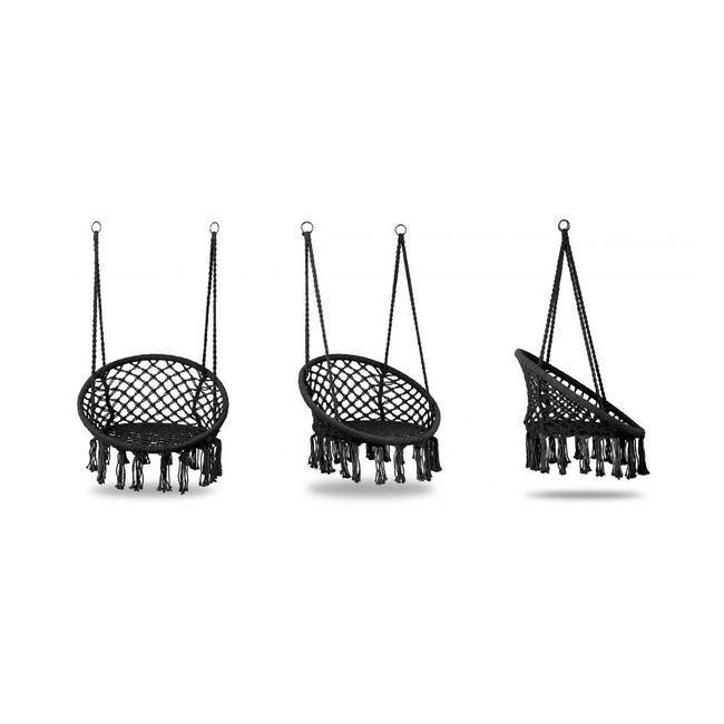 Leagan suspendat pentru interior/exterior, cu spatar, cuib de barza, negru, gw-076 edeedigw-076black