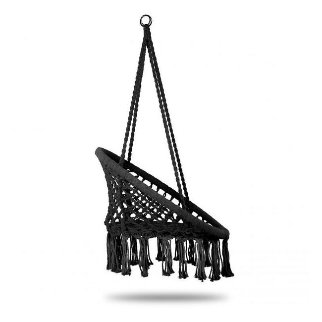 Leagan suspendat pentru interior/exterior, cu spatar, cuib de barza, negru, gw-076 edeedigw-076black