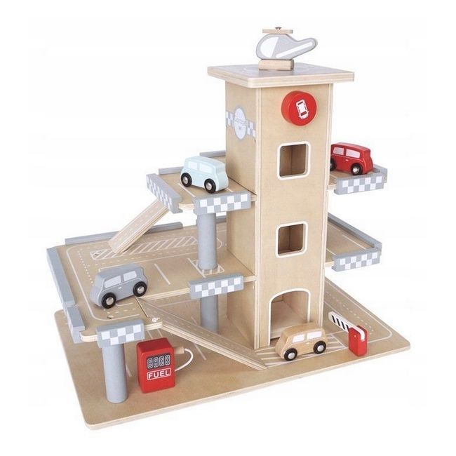 Parcare din lemn cu etaje si lift ecotoys ca12104 edeedica12104