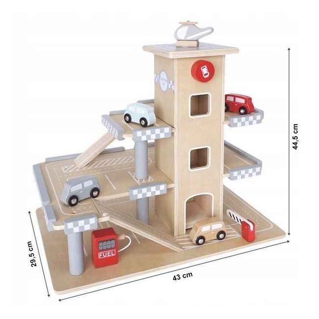 Parcare din lemn cu etaje si lift ecotoys ca12104 edeedica12104