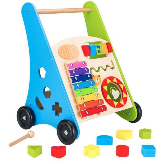 Antemergator educational din lemn cu tambal si blocuri ecotoys tl00011 edeeditl00011