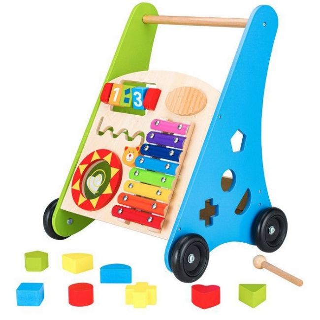 Antemergator educational din lemn cu tambal si blocuri ecotoys tl00011 edeeditl00011
