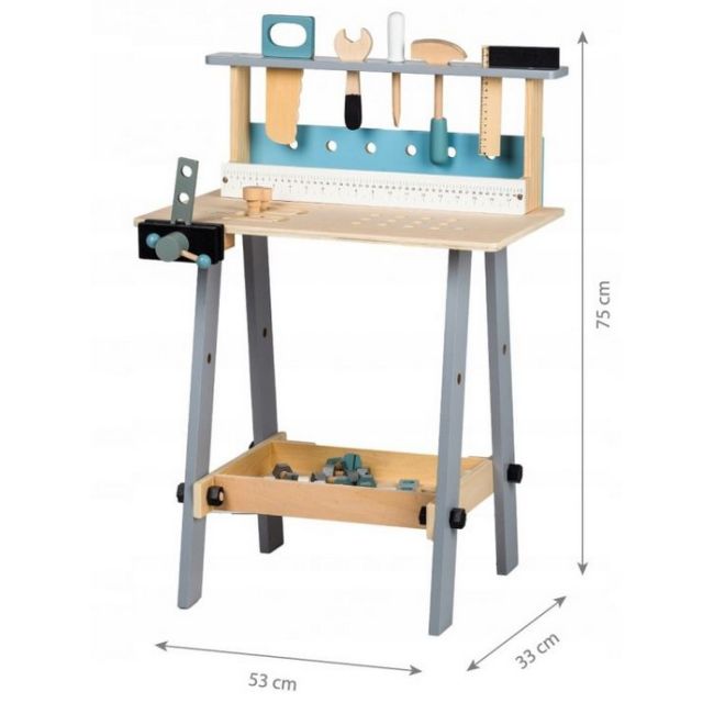 Banc de lucru cu unelte din lemn cu 32 de elemente ecotoys 1172 edeedi1172