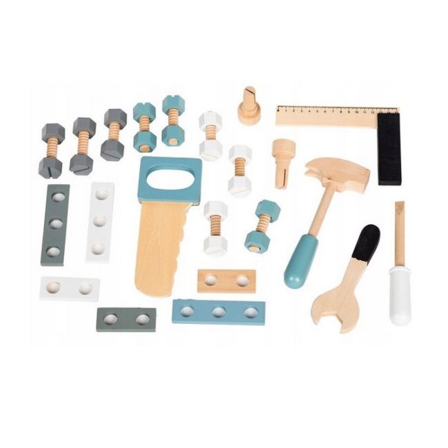 Banc de lucru cu unelte din lemn cu 32 de elemente ecotoys 1172 edeedi1172