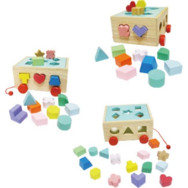 Carucior educational cu blocuri din lemn ecotoys hm015197 edeedihm015197