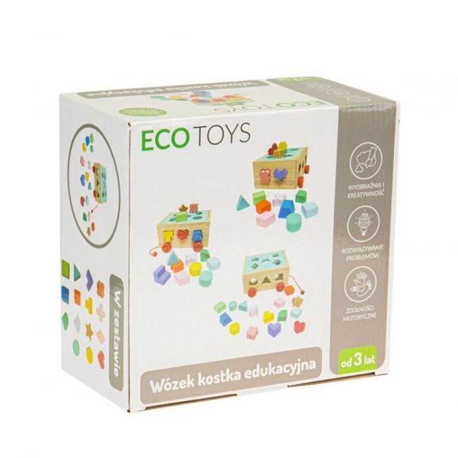 Carucior educational cu blocuri din lemn ecotoys hm015197 edeedihm015197