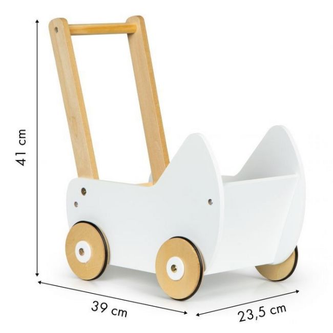 Carucior pentru papusi din lemn ecotoys esc-w-0173 edeediesc-w-0173