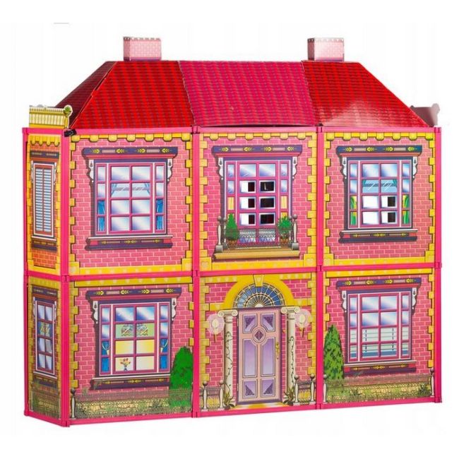 Casuta de papusi, cu 128 de elemente din carton si plastic, ecotoys hc33423 edeedihc33423