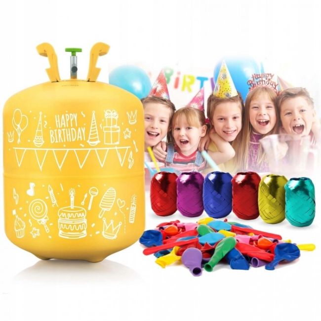 Cilindru cu heliu 0.42 m3 cu 50 de baloane si 60m panglica ricokids 799100  edeedi799100